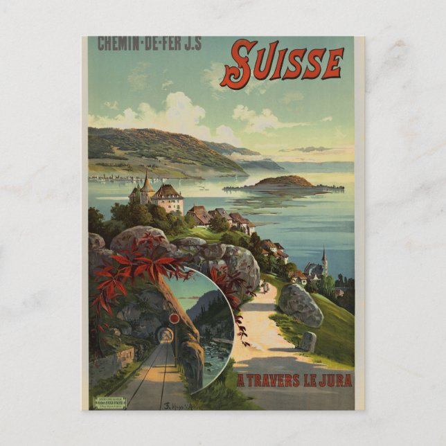 Vintage Schweiz Tourismus Illustration Art Postkarte (Vorderseite)