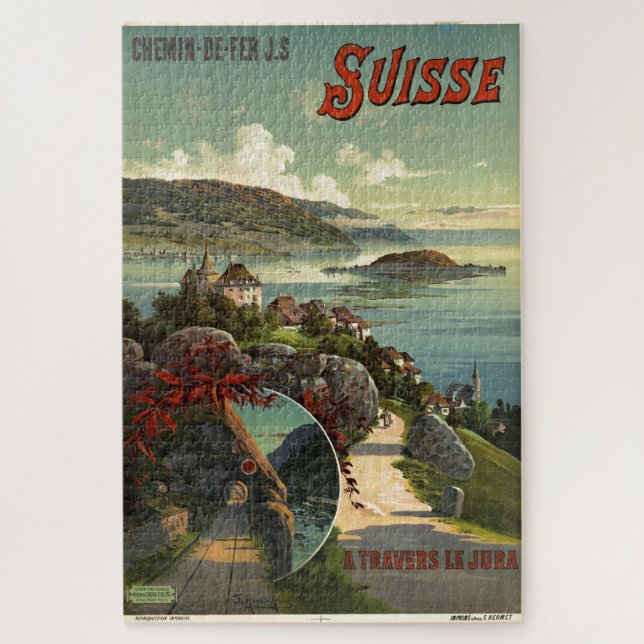 Vintage Schweiz Tourismus Illustration Art Puzzle (Vertikal)