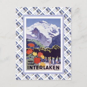 Vintage Schweizer Bahn Luzern Interlaken Brunig Postkarte