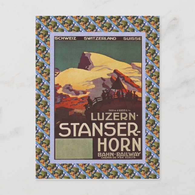 Vintage Schweizer Bahn Luzern Stanzerhorn Postkarte (Vorderseite)