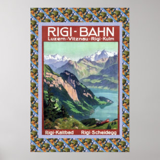 Vintage Schweizer Bahn Rigi Bahn Poster