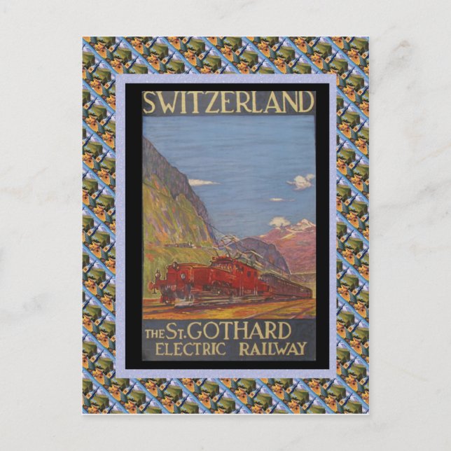 Vintage Schweizer Eisenbahn St Gotthard elektrisch Postkarte (Vorderseite)