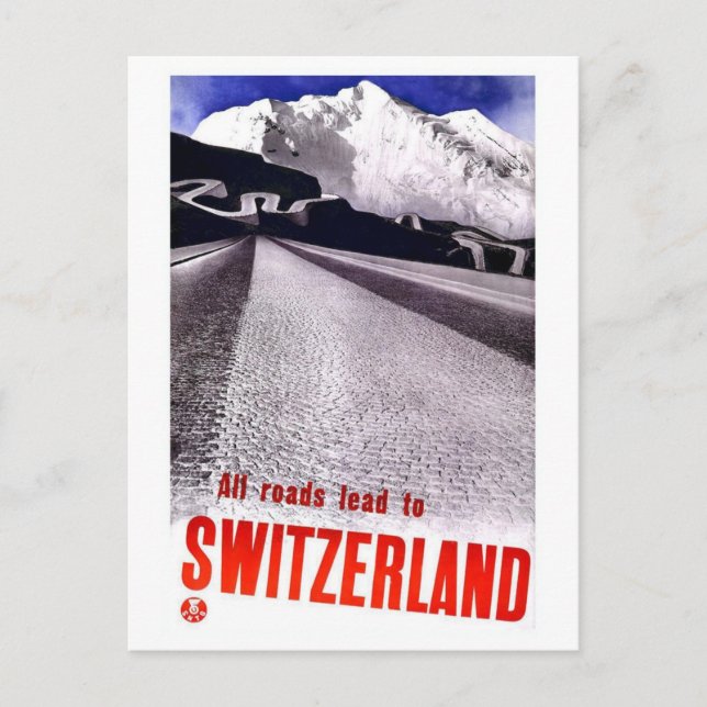 Vintage Schweizer Straßen Postkarte (Vorderseite)