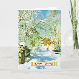 Vintage Schweizer Winterszene Feiertagskarte