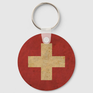 Vintage-Schweizflagge Schlüsselanhänger