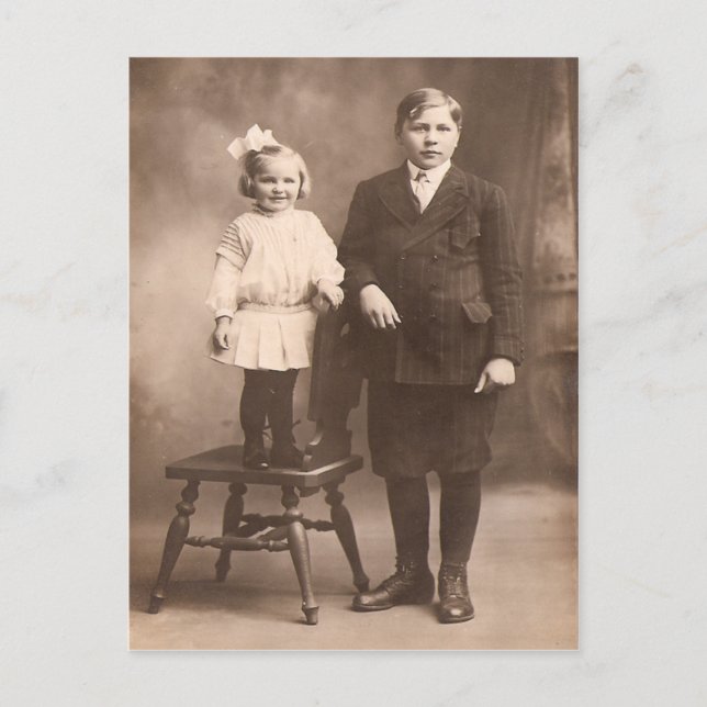 Vintage Schwester und Bruder Postkarte (Vorderseite)