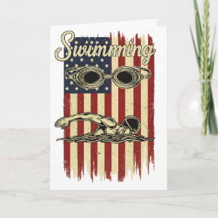 Vintage-Schwimmen Amerikanische Flagge Retro-Schwi Karte