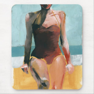 Vintage Schwimmen - Roter Badeanzug Mousepad