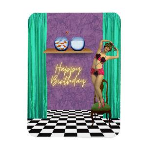Vintage Schwimmer Funky Altered Art Geburtstag  Magnet
