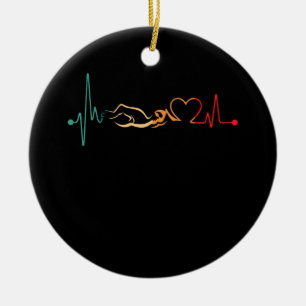 Vintage Schwimmer Herzschlag Retro Geschenk Keramik Ornament