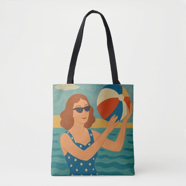Vintage Schwimmer mit Strandball (Vorderseite)