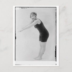 Vintage Schwimmerin Postkarte