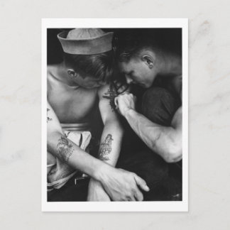 Vintage Schwulenpferde mit Tattoos Postkarte