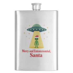 Vintage-Sci-Fi-Alien-Weihnachten-UFO für Santa-Fan Flachmann