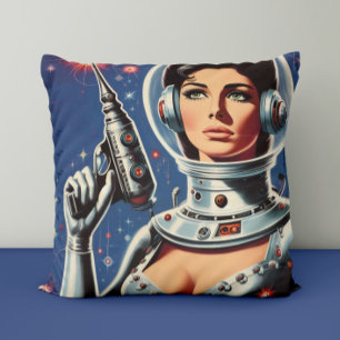 Vintage-Sci-Fi-Astronautin Kissen