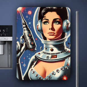 Vintage-Sci-Fi-Astronautin-Mädchen Magnet