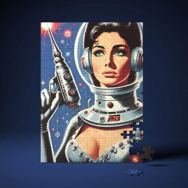 Vintage-Sci-Fi-Astronautin-Mädchen Puzzle (Von Creator hochgeladen)