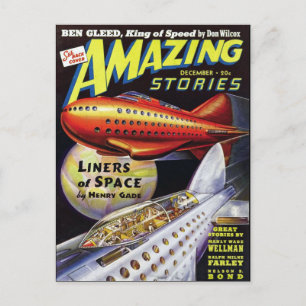 Vintage-Sci-Fi-Buchcover-Art Liners des Weltraums Postkarte