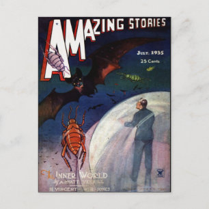 Vintage Sci-Fi Buchcover Kunst Inner World 1935 Postkarte