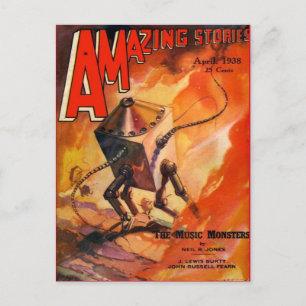 Vintage Sci-Fi Buchcover Kunst Roboter 1938 Postkarte