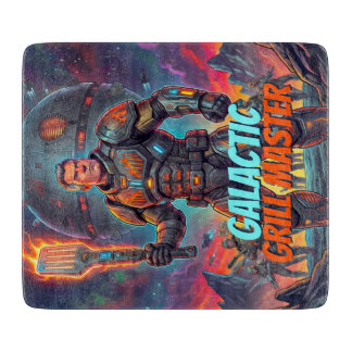 Vintage-Sci-Fi-Comic-Astronaut-beim-Grillen-Pop-Ar Schneidebrett