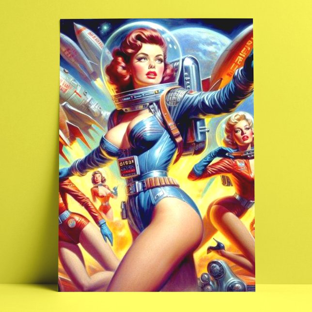 Vintage Sci-Fi-Girls Postkarte (Von Creator hochgeladen)