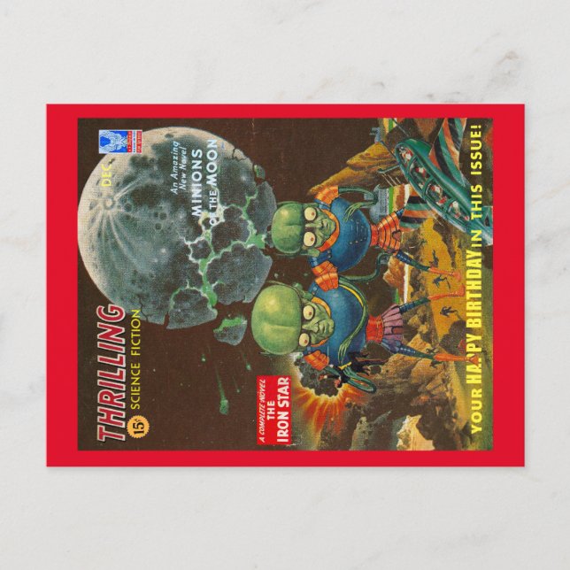 VINTAGE SCI-FI GLÜCKLICH BIRTHDAY MESSAGE POSTCARD POSTKARTE (Vorderseite)