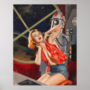 Vintage Sci-Fi- Illustration - Roboter-Captive Poster