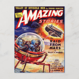 Vintage Sci-Fi-Kunst: Überfall vom Mars Postkarte