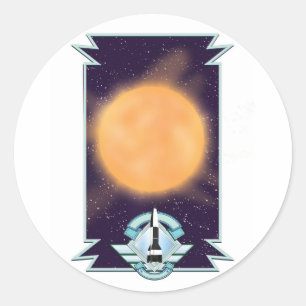 Vintage Sci-Fi-Logo im Stil der 1950er Jahre Runder Aufkleber
