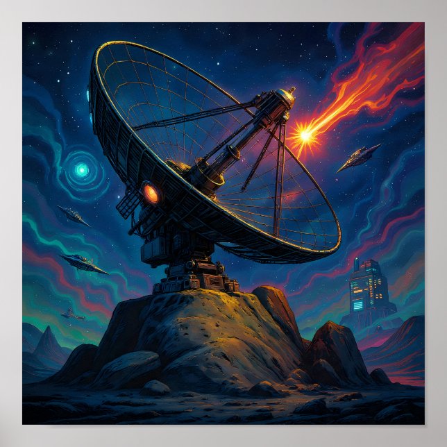 Vintage Sci-Fi Movie Poster Canvas Wall Art (Vorne)