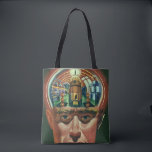 Vintage Science Fiction, Alien Brain im Labor<br><div class="desc">Vintage Illustration futuristische Science Fiction Außerirdischen und Roboter Bild mit einem Mann, dessen Gehirn exponiert zeigt ein Labor. Ein klassisches Comic-Buch-Design mit einem Cyborg-Wissenschaftler mit seiner Hand in sein Kinn mit einem intensiven Blick auf sein Gesicht und sieht aus, als ob er an die Zukunft denkt oder vielleicht gerade in...</div>