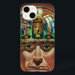 Vintage Science Fiction, Alien Brain im Labor Case-Mate iPhone Hülle<br><div class="desc">Vintage Illustration futuristische Science Fiction Außerirdischen und Roboter Bild mit einem Mann, dessen Gehirn exponiert zeigt ein Labor. Ein klassisches Comic-Buch-Design mit einem Cyborg-Wissenschaftler mit seiner Hand in sein Kinn mit einem intensiven Blick auf sein Gesicht und sieht aus, als ob er an die Zukunft denkt oder vielleicht gerade in...</div>
