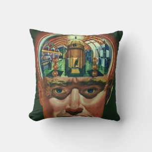 Vintage Science-Fiction, Alien Gehirn im Labor Kissen