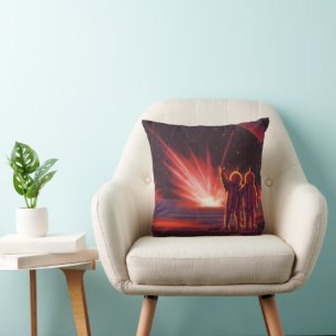Vintage Science-Fiction-Alien roter Planet Explosi Kissen