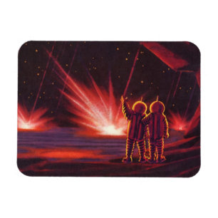 Vintage Science-Fiction-Alien roter Planet Explosi Magnet