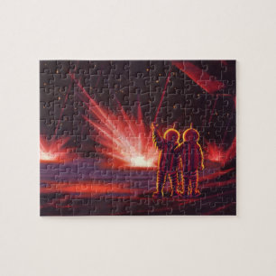Vintage Science-Fiction-Alien roter Planet Explosi Puzzle