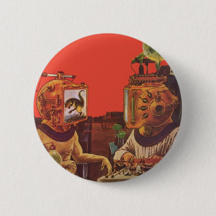 Vintage Science Fiction, Alien Steam Punk Helme Button