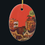 Vintage Science Fiction, Alien Steam Punk Helme Keramikornament<br><div class="desc">Vintage Illustration futuristische Science Fiction Steampunk Laborbild. Ein klassisches 50er Retro-Sci-Fi-Design mit zwei Personen, die zukünftig mit Videohelmen kommunizieren. Einer der Helme hat einen Dinosaurier auf dem Bildschirm. Ein Wissenschaftler ist verantwortlich für die Maschinen und führt das Experiment.</div>