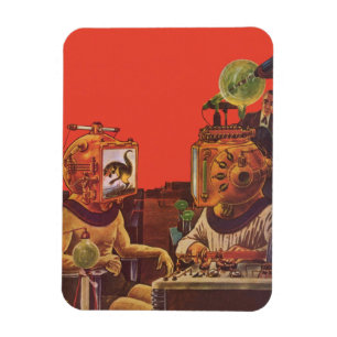 Vintage Science Fiction, Alien Steam Punk Helme Magnet