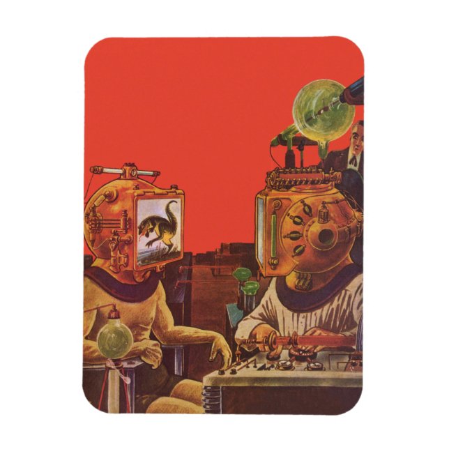 Vintage Science Fiction, Alien Steam Punk Helme Magnet (Vertikal)