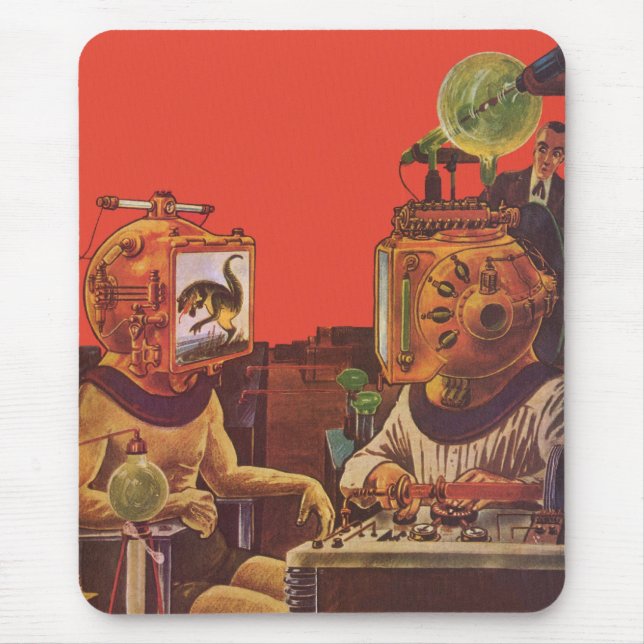 Vintage Science Fiction, Alien Steam Punk Helme Mousepad (Vorne)