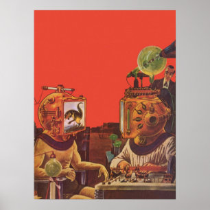 Vintage Science-Fiction, Alien-Steam-Punk-Helme Poster
