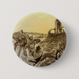 Vintage Science-Fiction-Aliens-Planeten-Konstrukti Button