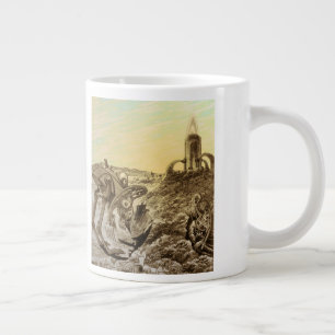Vintage Science-Fiction-Aliens-Planeten-Konstrukti Jumbo-Tasse