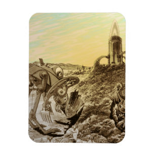 Vintage Science-Fiction-Aliens-Planeten-Konstrukti Magnet