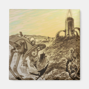 Vintage-Science-Fiction-Aliens-Planeten-Konstrukti Magnet