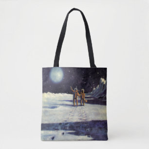 Vintage-Science-Fiction-Astronaut-Aliens auf dem M