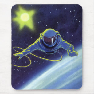 Vintage Science Fiction Astronaut auf einem Weltra Mousepad