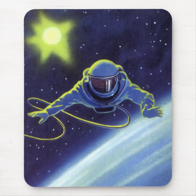 Vintage Science Fiction Astronaut auf einem Weltra Mousepad (Vorne)